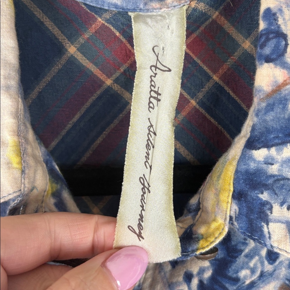 Arrata Silent Journey Abstract Floral Cotton Button Boho Tunic Size Medium - Picture 2 of 11